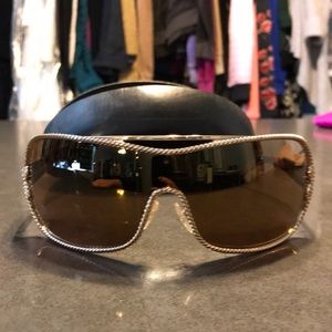 Authentic Prada Sunglasses Gold Big Frame Mirror